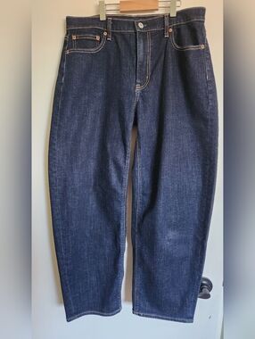 American Eagle Outfitters Dark Blue Barrel-Leg Jeans